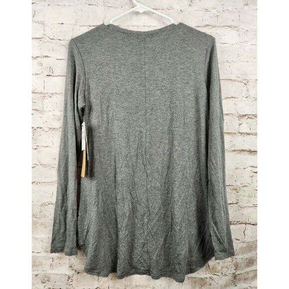 Halogen V Neck Blouse Long Sleeve Gray Small NWT - Picture 2 of 8
